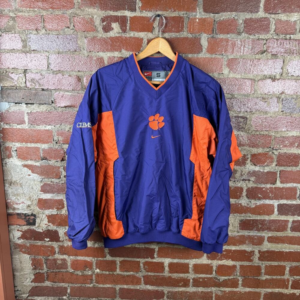 Clemson Tigers Jacket Mens Small Purple Orange NCAA Football Nike Pullover